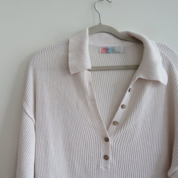 FREE PEOPLE BEACH Picnic Sweater Mini Dress Ribbed White Comfy Boho Coastal Sz M - Picture 11 of 15